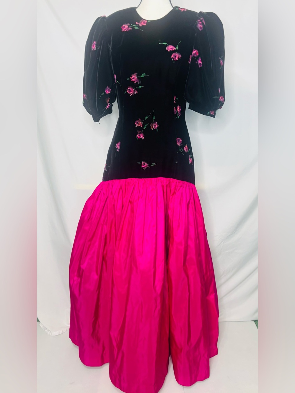 Vintage 1980s Prom Cocktail Dress in Silk and Velvet